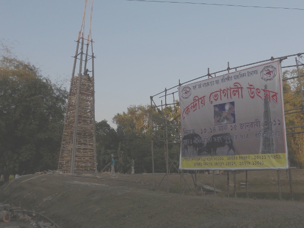 Making of the tallest Meji in Assam