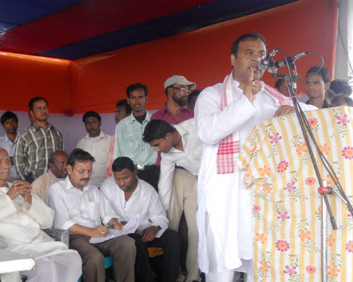 Himanta Biswa Sharma addressing election meeting at Golaghat