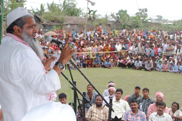 Badaruddin Ajmal at a election meeting at Barkhetri