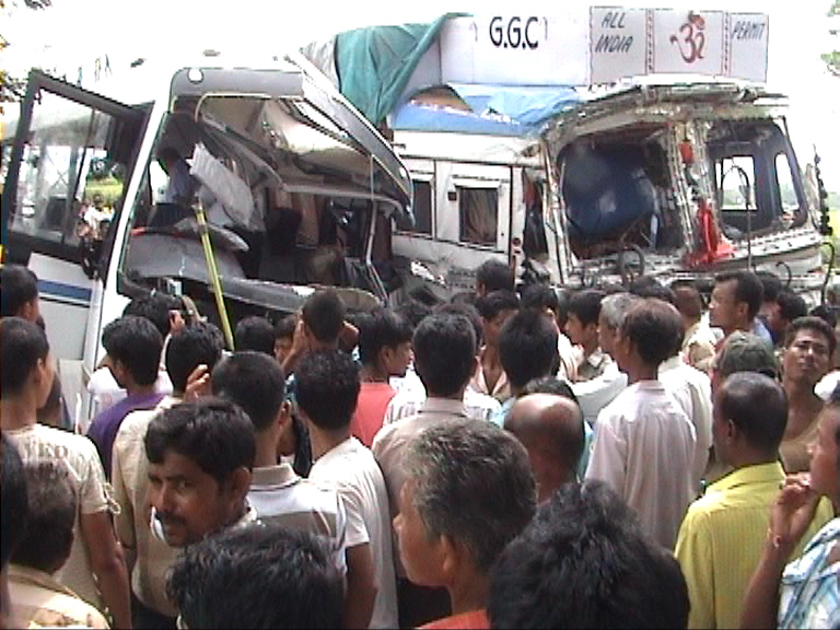 Bus-truck Collision, 8 killed, 40 injured at Rangjuli