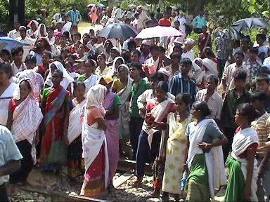 Rail blockade at Golaghat demanding release of Akhil Gogoi