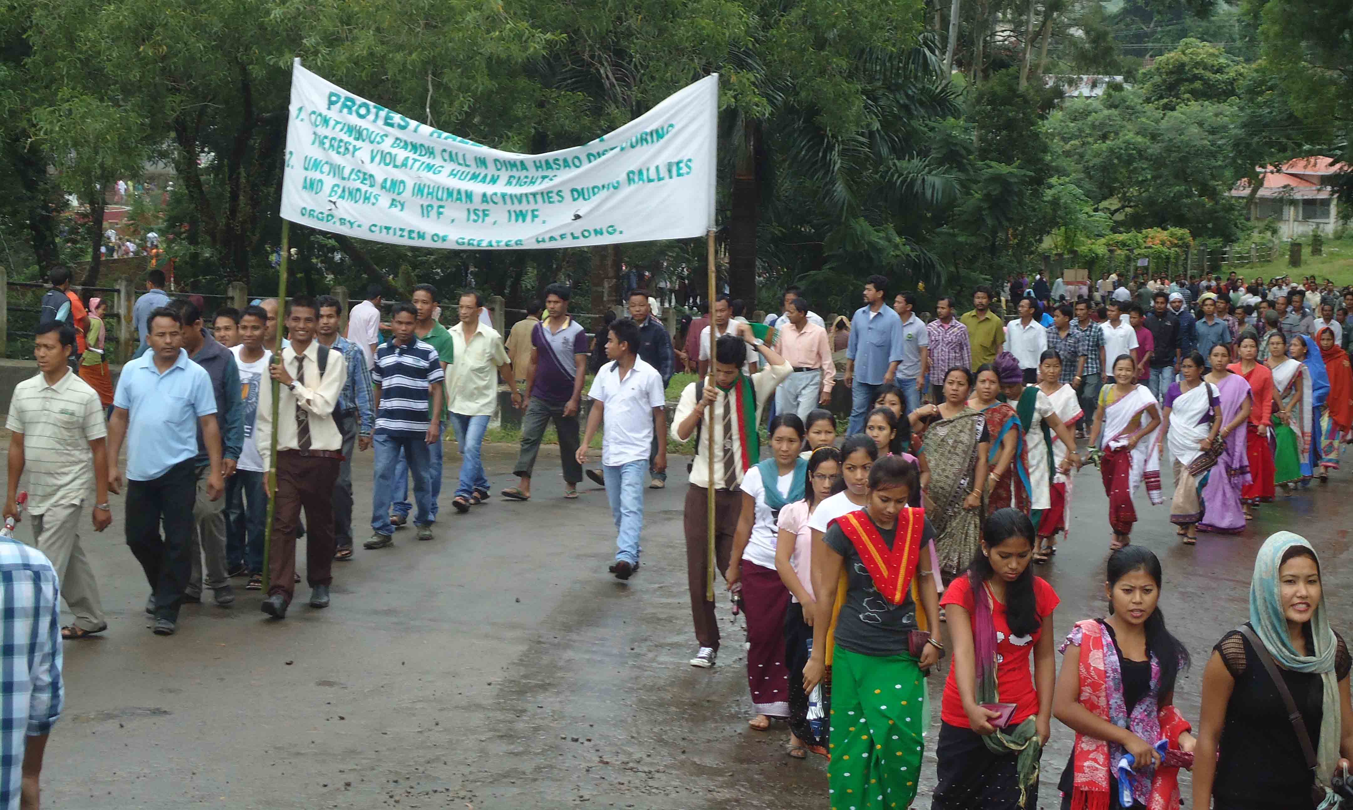 Protest rally at Haflong