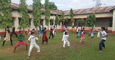 Martial art trainning for girls at  Dakhin Gaon